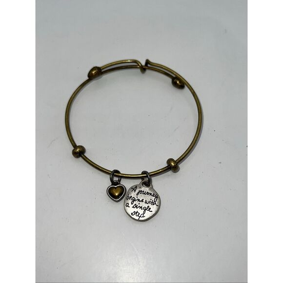 Brighton Art Soul Journey Silver And Gold Tone Crystal Bangle Charms Bracelet - Picture 1 of 6